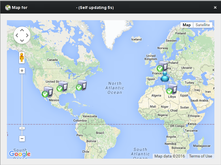 Real-time geographical map displays each target status